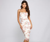 Floral Beauty Mesh Midi Dress
